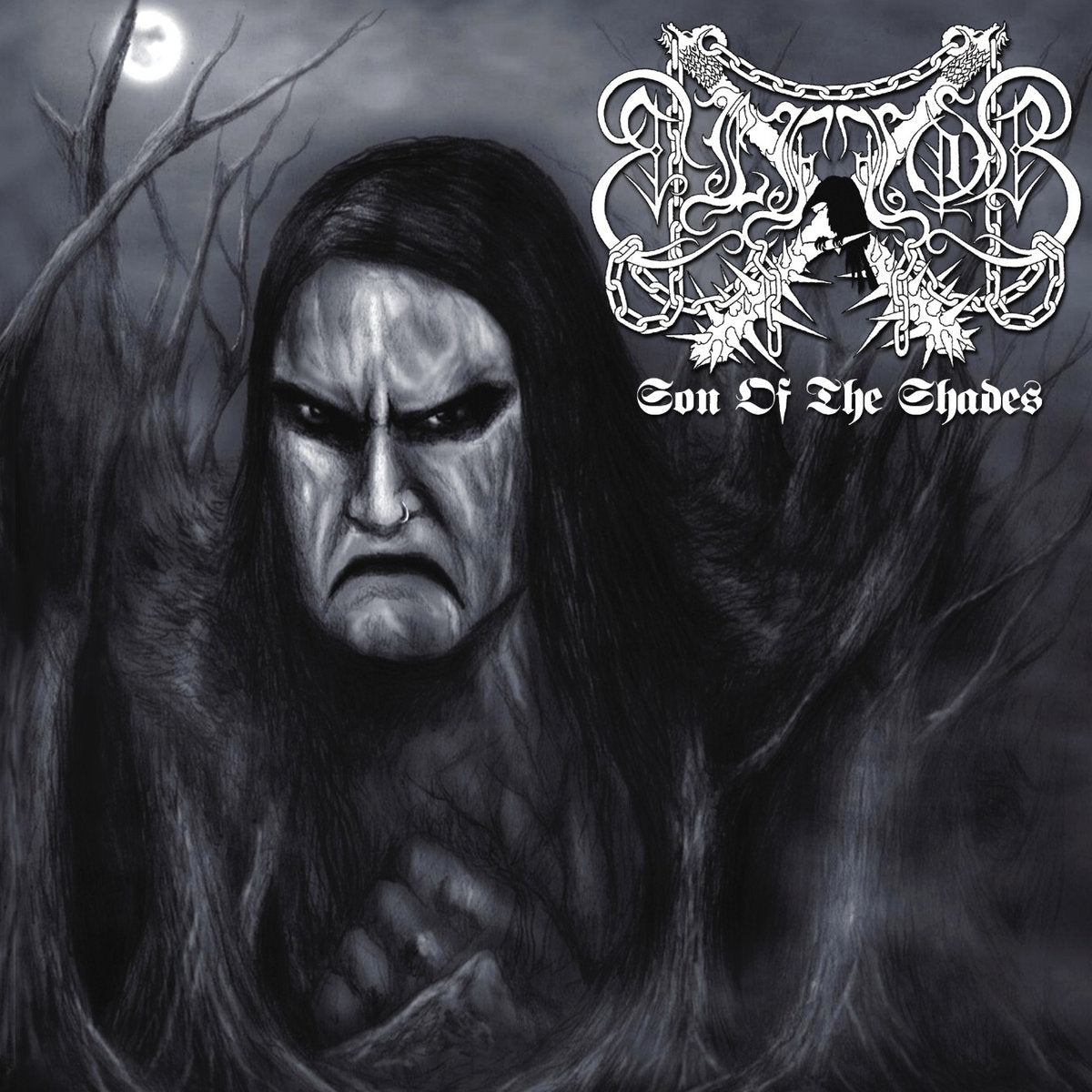 ELFFOR "Son of the Shades" vinyl LP, cover artwork featuring a grim-looking person juxtaposed over some trees in winter