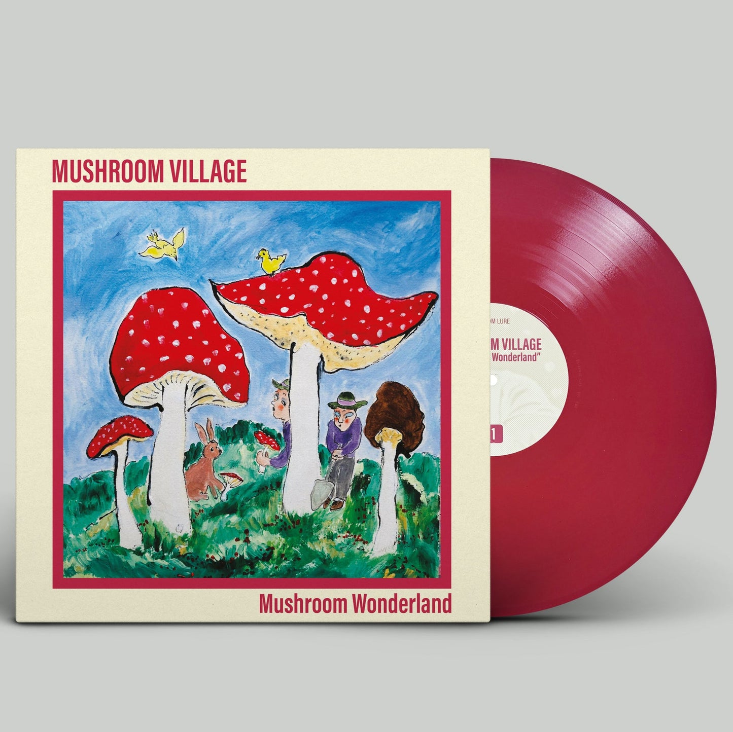 MUSHROOM VILLAGE "Mushroom Wonderland" Vinyl LP, red vinyl with printed record jacket