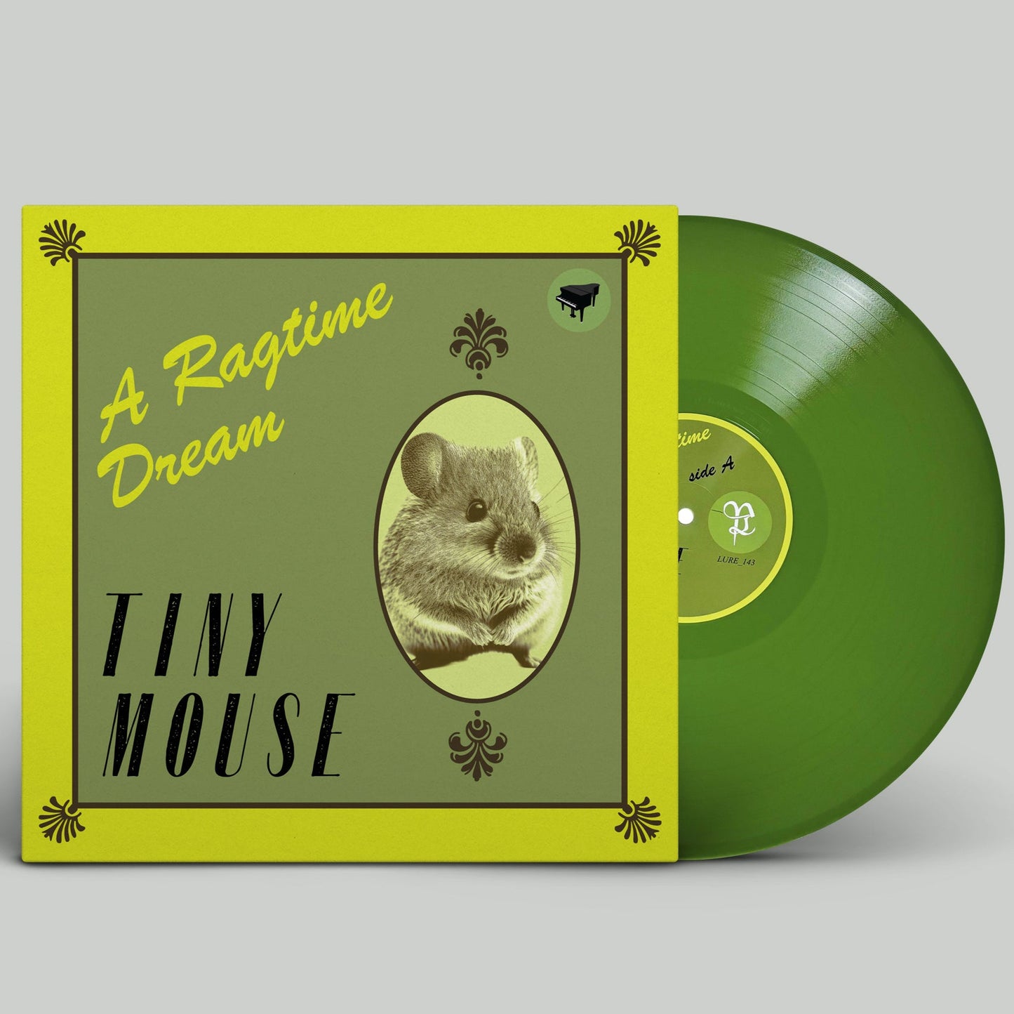 TINY MOUSE "A Ragtime Dream" Vinyl LP, product mockup. Green vinyl with printed record jacket