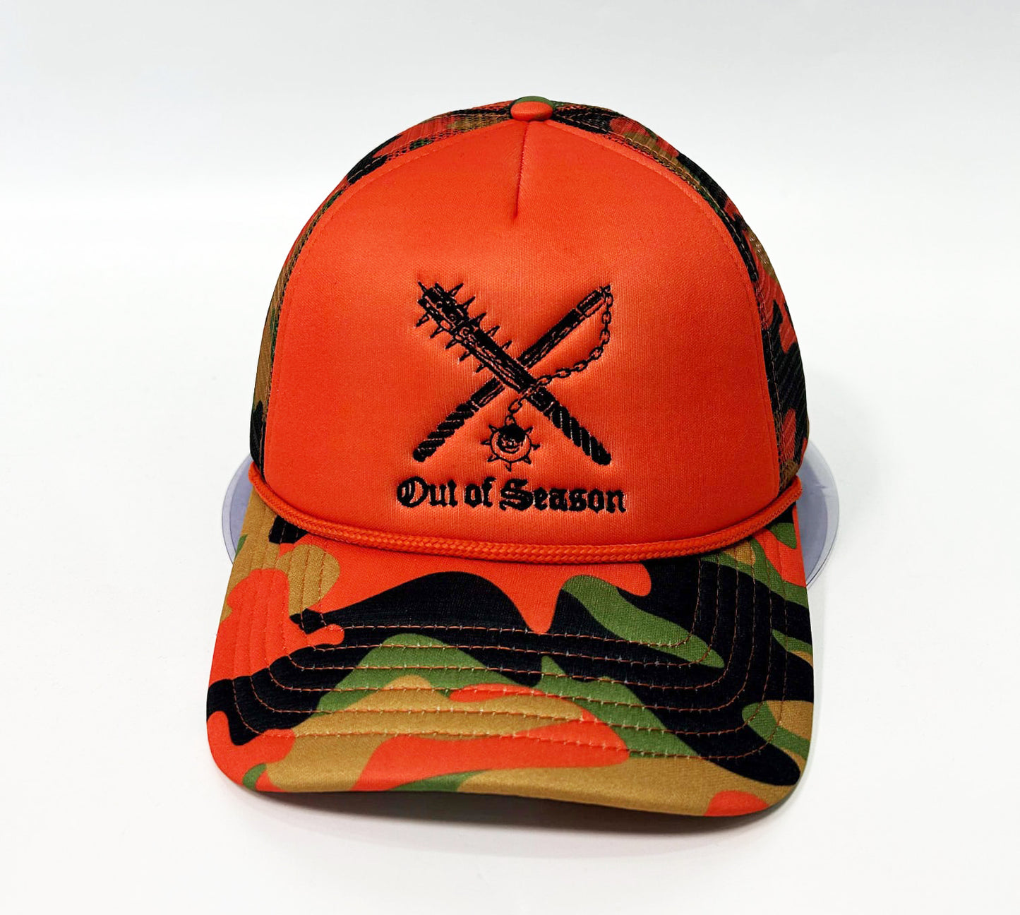 OUT OF SEASON Embroidered Camo Trucker Snapback Hat [2 Color Options]