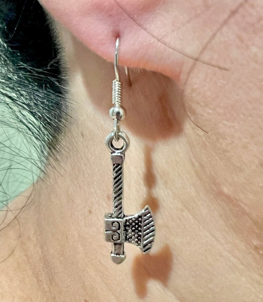 BATTLE AXE Dangler Earring (Antique Silver Finish)