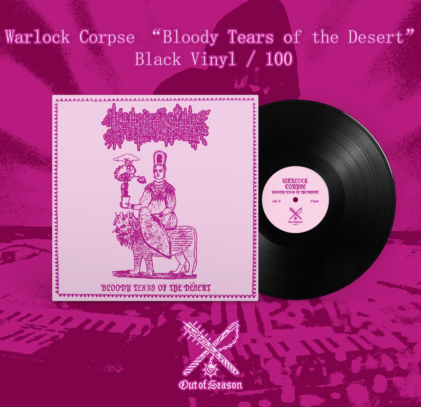 WARLOCK CORPSE "Bloody Tears of the Desert" Vinyl LP (w/ insert, 2 color options, lim.300) (Труп Колдуна)