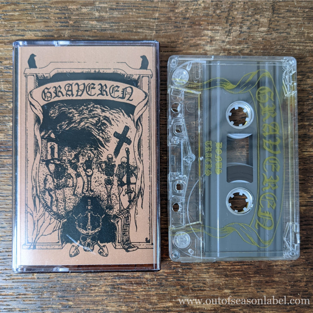 GRAVEREN "Du Cortège à la Fosse" Cassette Tape, clear tape with gold padprint, Norelco case and printed j-card