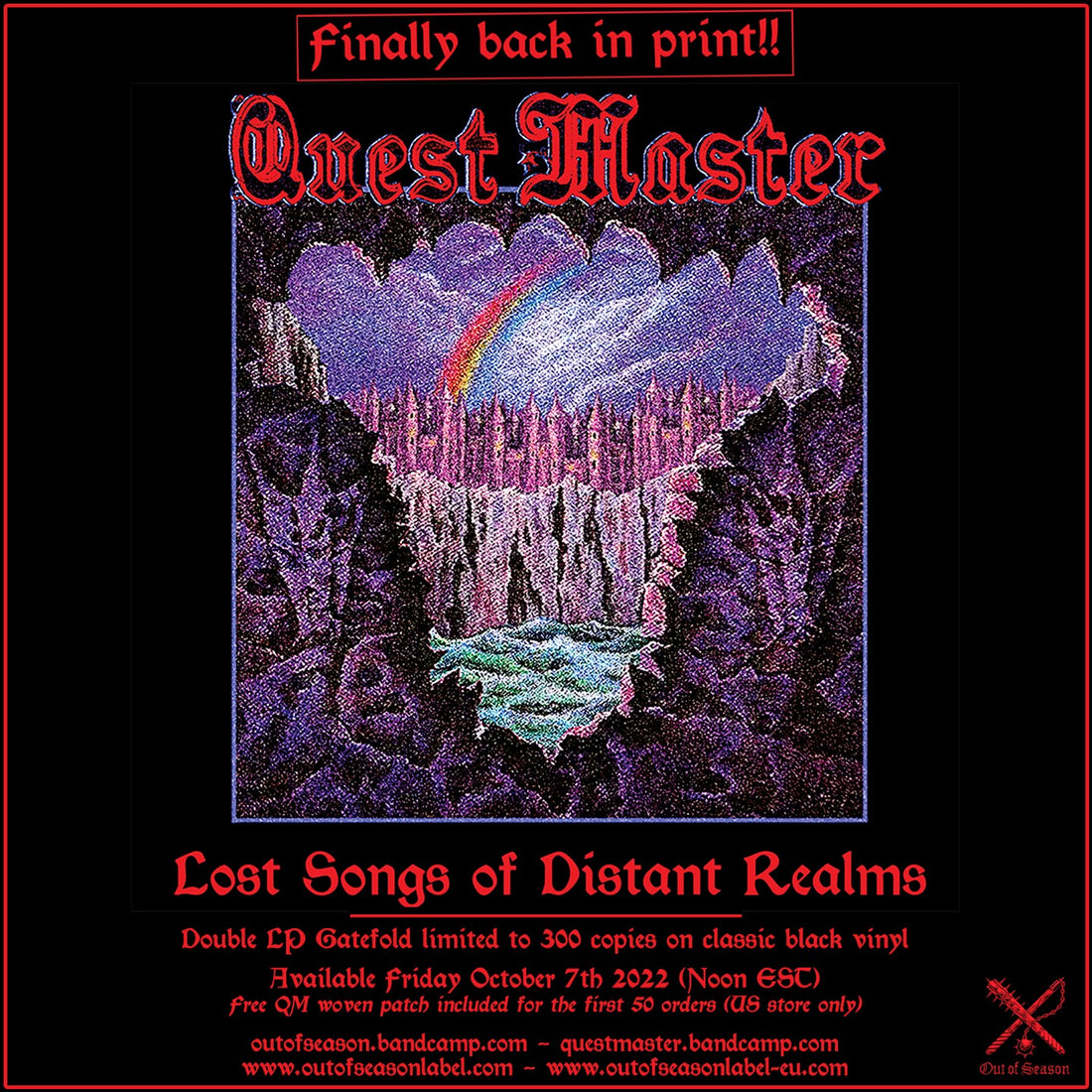QUEST MASTER VINYL ANNOUNCEMENT! Finally back in print!!