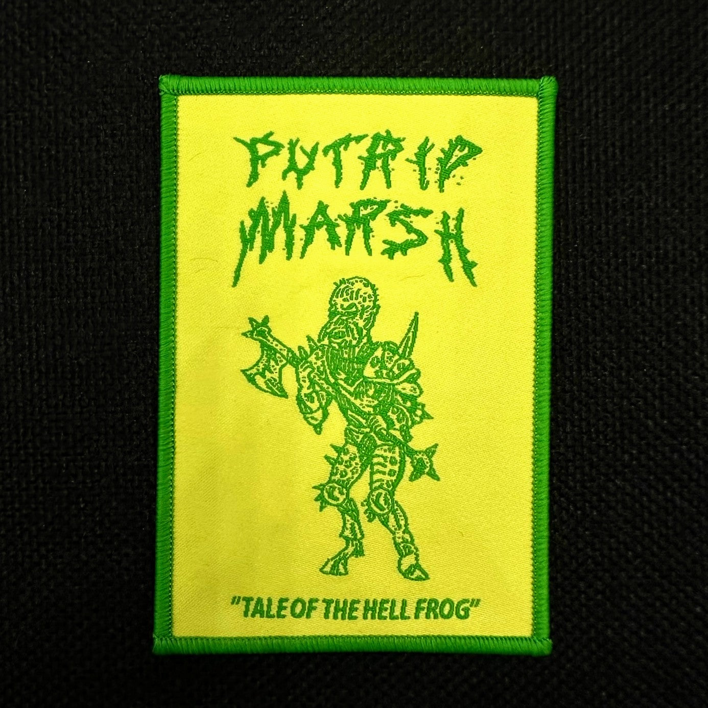 PUTRID MARSH Hell Frog Woven Patch green yellow Out Of Season Putrid marsh hell frog woven patch green yellow out of season