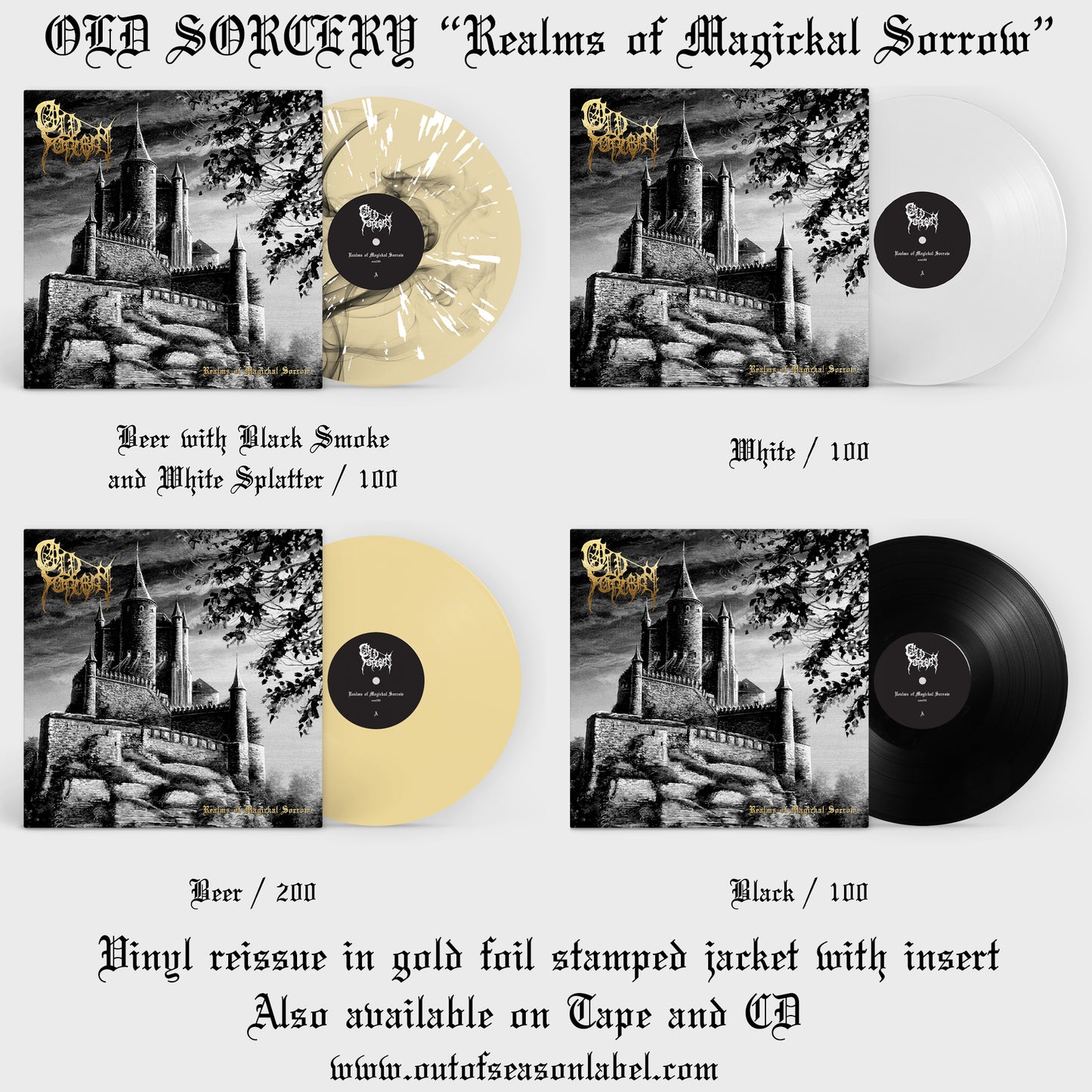 OLD SORCERY "Realms of Magickal Sorrow" vinyl LP (foil stamped jacket w/ insert, lim.500)