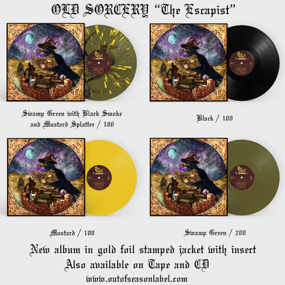 Vinyl records with colorful covers and text on a white background