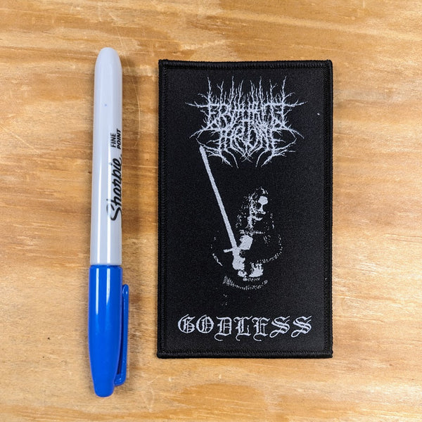 ERYTHRITE THRONE woven patch (black/white)