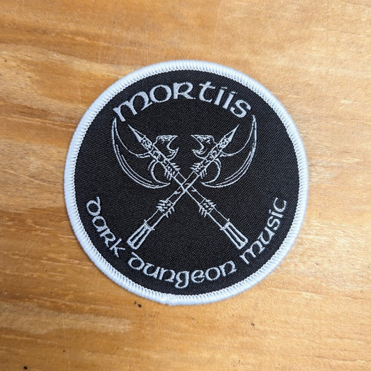 [SOLD OUT] MORTIIS "Dark Dungeon Music" woven patch (white/black)