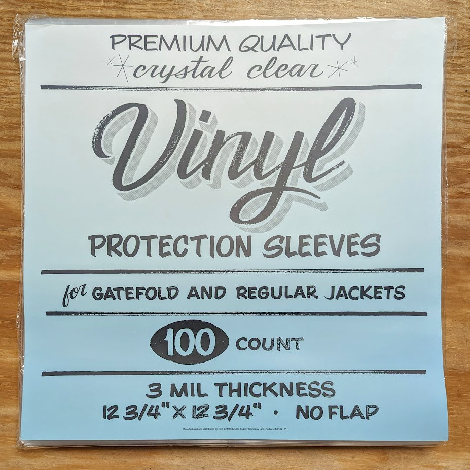 VINYL LP SLEEVES - Pack of 100 (Ultra Clear, 3mil, fits gatefold or regular jackets)