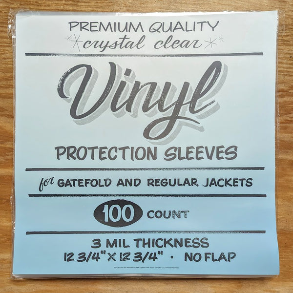 VINYL LP SLEEVES - Pack of 100 (Ultra Clear, 3mil, fits gatefold or regular jackets)