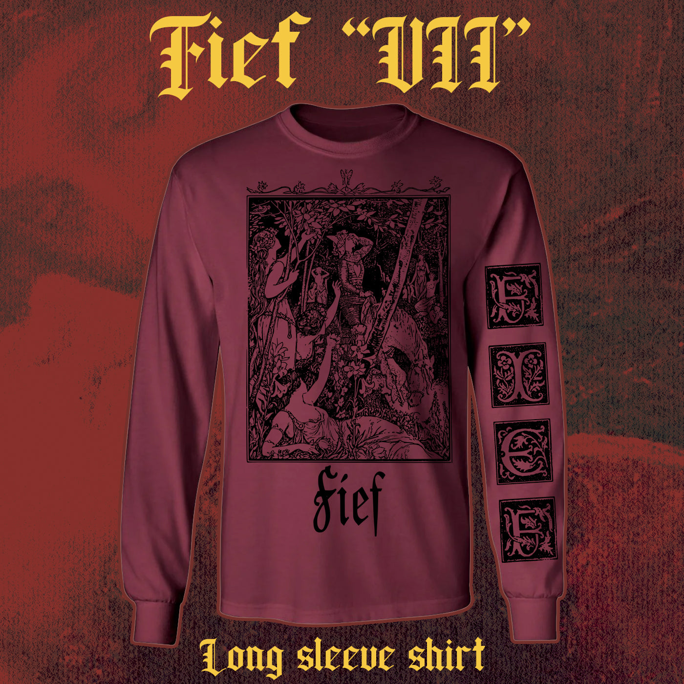 FIEF "VII" 2-sided Long Sleeve Shirt (2 garment options) [maroon red] *PREORDER*