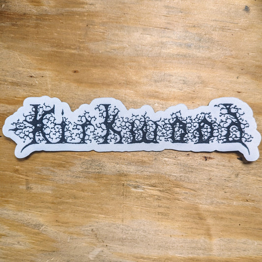 JIM KIRKWOOD Logo Die-Cut Woven Patch, black and white