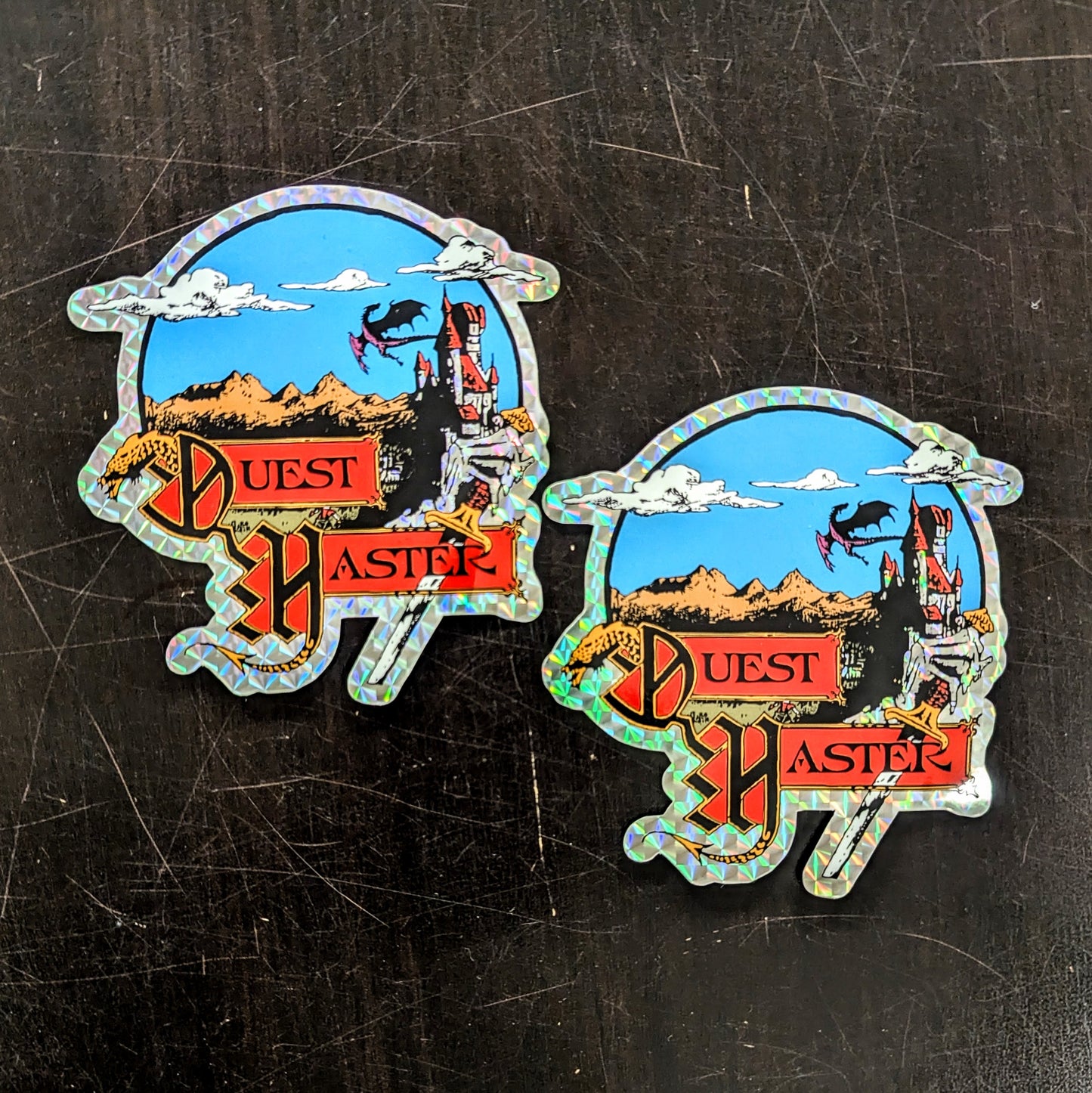 QUEST MASTER Die-Cut Prismatic Sticker Pack (set of 2)