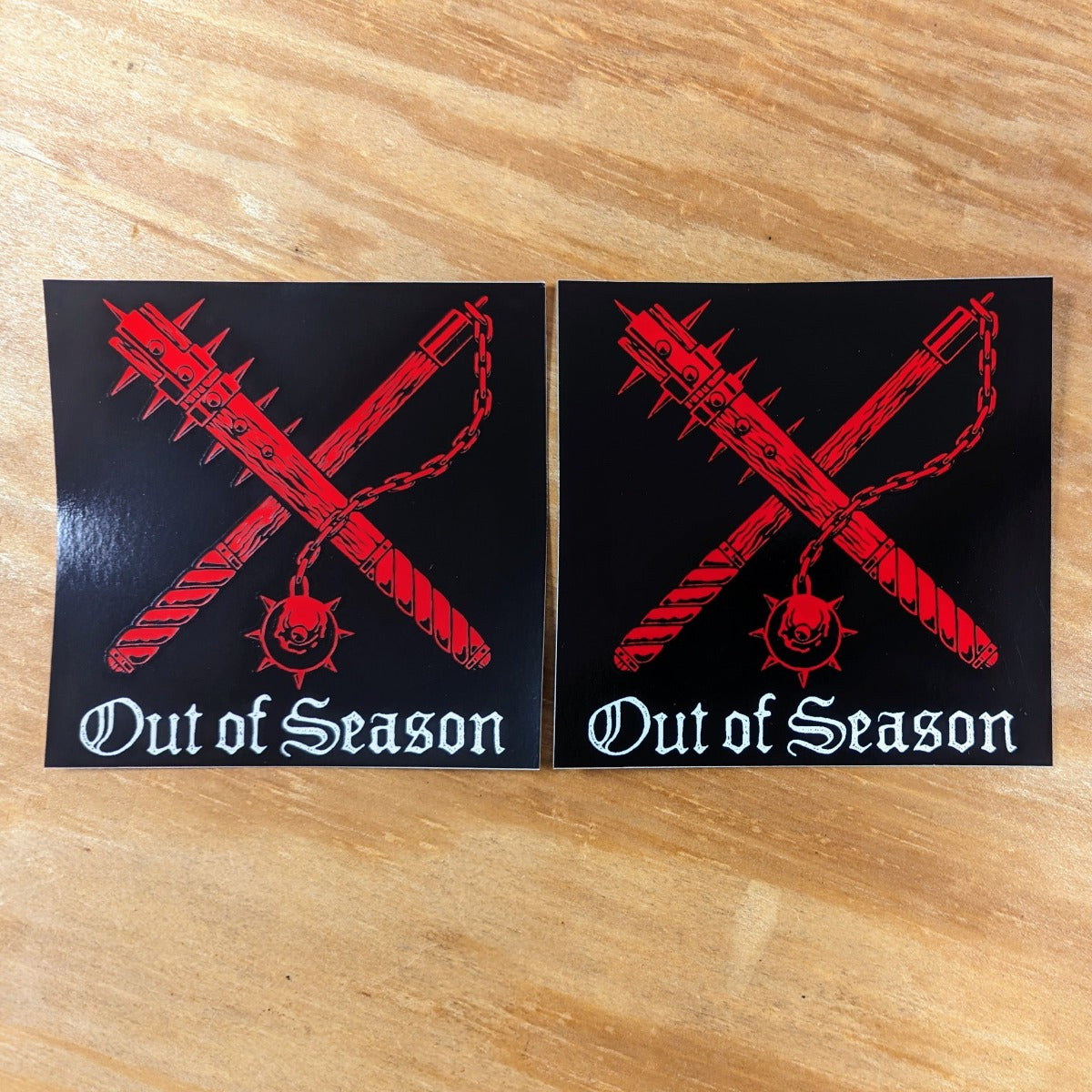 OUT OF SEASON "Black and Red" 4 inch stickers