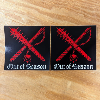 OUT OF SEASON "Black and Red" 4 inch stickers
