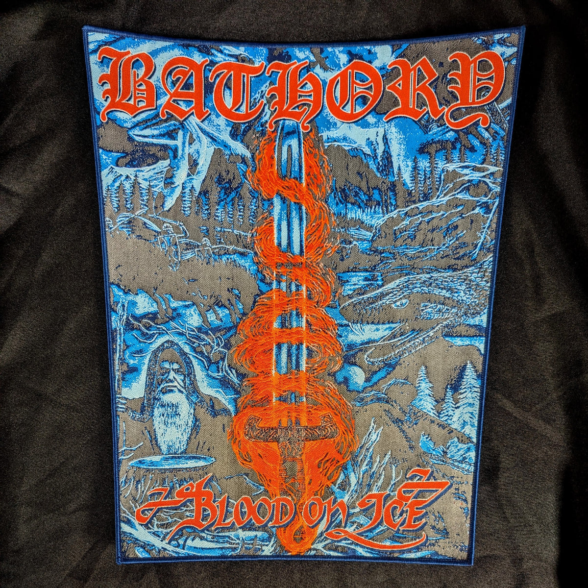 BLOOD ON ICE huge woven BACK PATCH