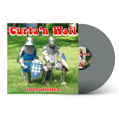 Vinyl record with two people in medieval armor on a grassy background, featuring the text 'Curta'n Wall'.