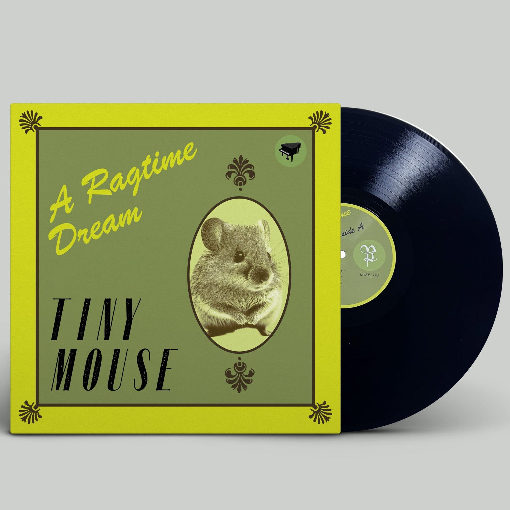 TINY MOUSE "A Ragtime Dream" Vinyl LP, product mockup. Black vinyl with printed record jacket