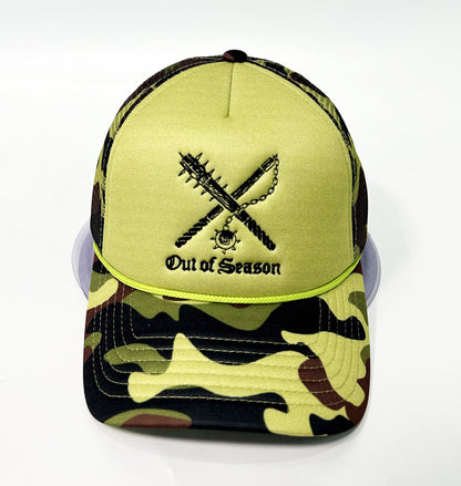 OUT OF SEASON Embroidered Camo Trucker Snapback Hat [2 Color Options]