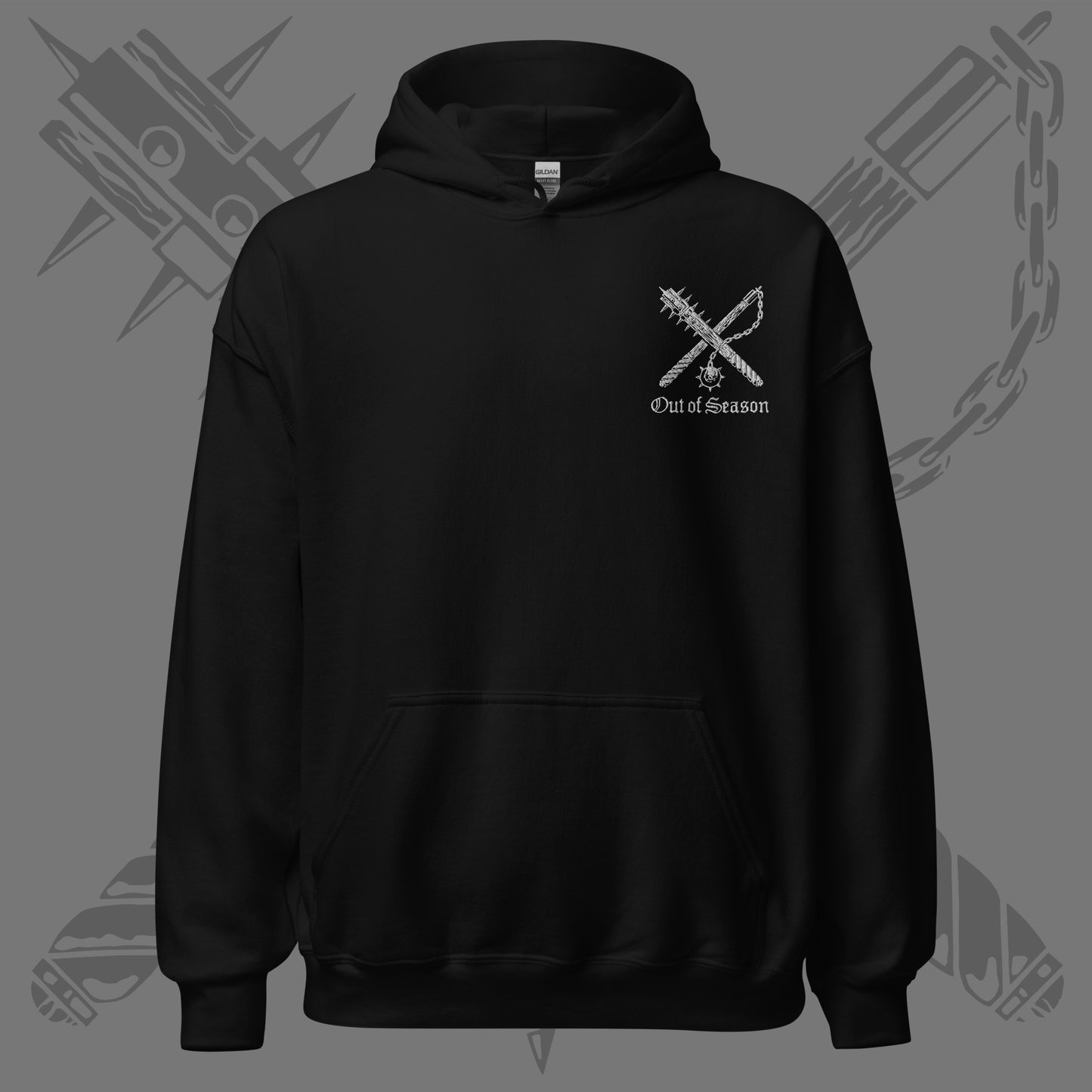 OUT OF SEASON Weapons Logo Embroidered Pullover Hoodie Black WORL Out of season weapons logo embroidered pullover hoodie black worl