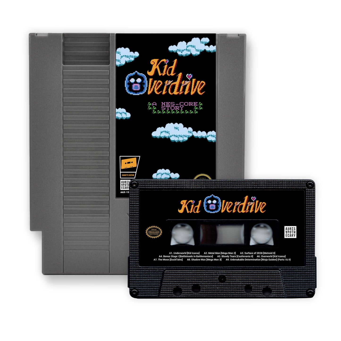 [SOLD OUT] KID OVERDRIVE "A NES-Core Story" Cassette Tape (inside a Nintendo cartridge!)