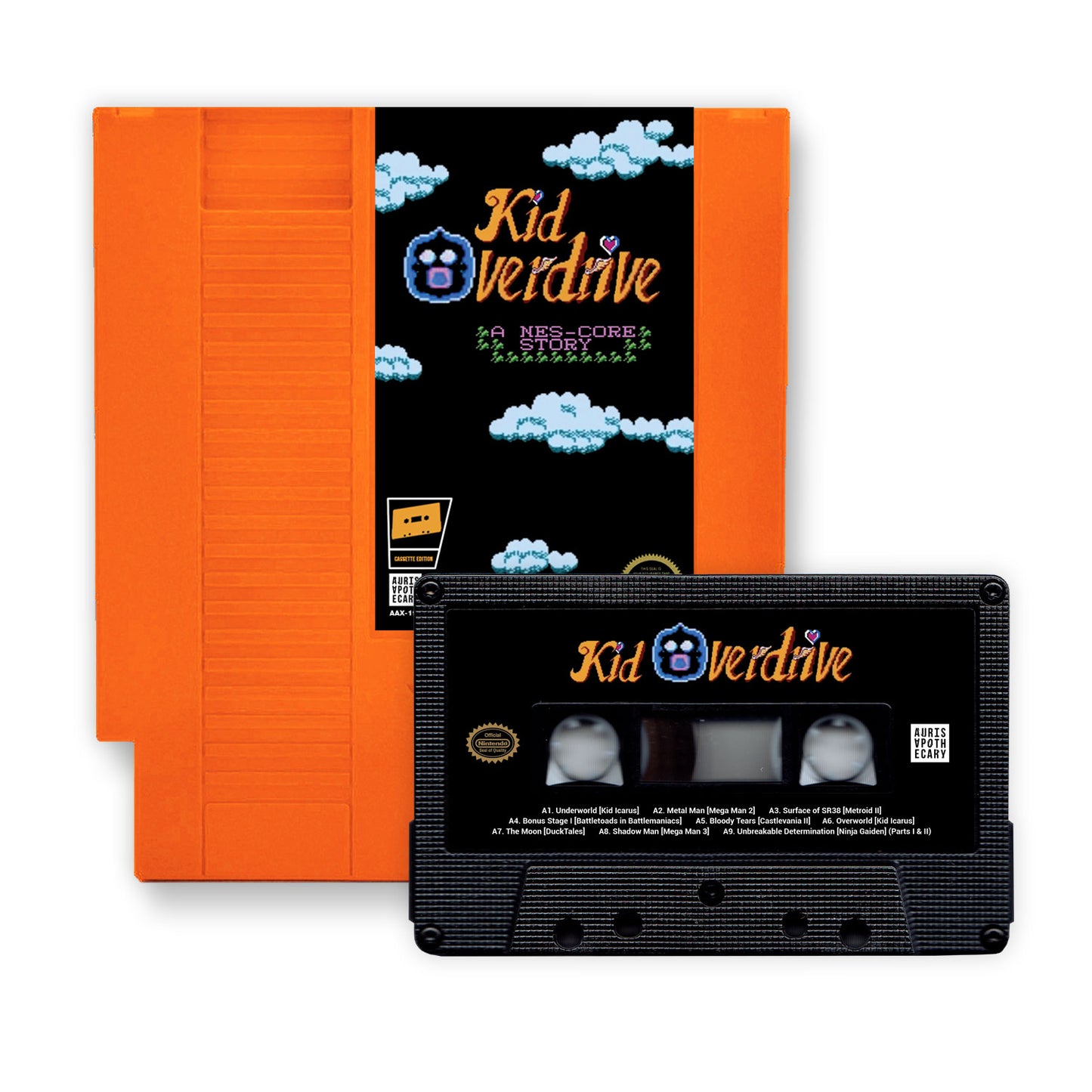[SOLD OUT] KID OVERDRIVE "A NES-Core Story" Cassette Tape (inside a Nintendo cartridge!)