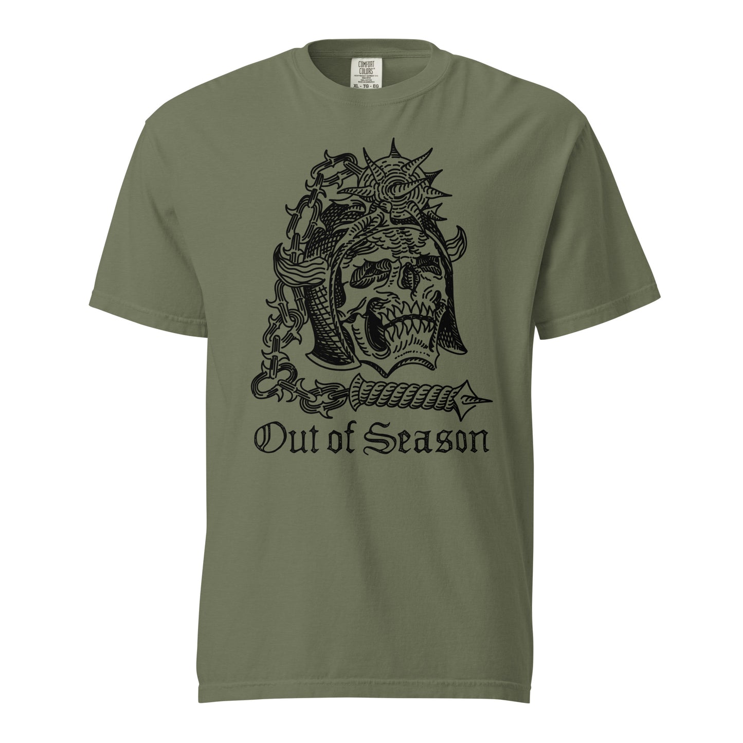 OUT OF SEASON "Skull N' Flail" T-Shirt [Black/Natural/Brown/Army] (Comfort Colors)