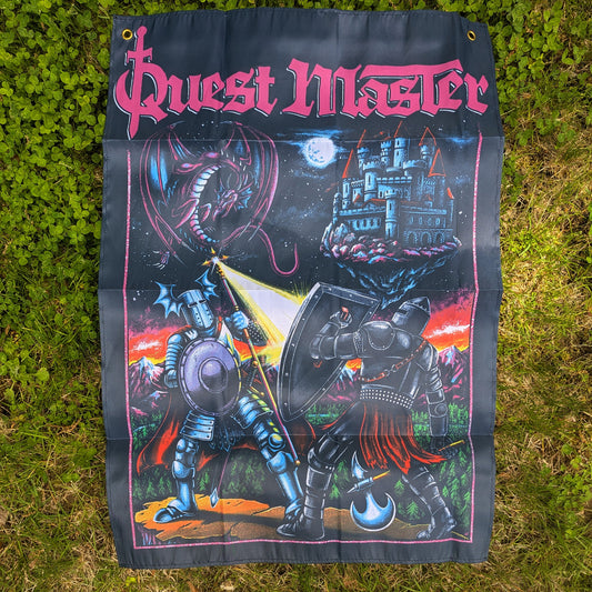 QUEST MASTER "Champions of Sky Castle Keep" 24"x36" Fabric Wall Banner Flag