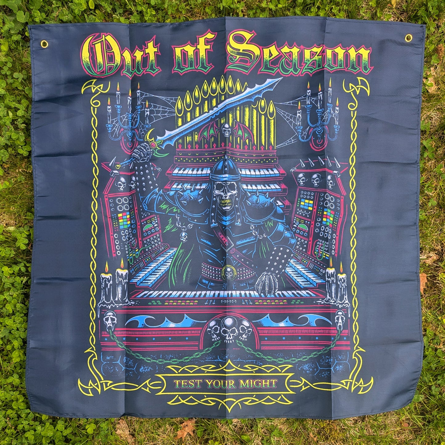 OUT OF SEASON "Test Your Might" 36"x36" Fabric Wall Banner Flag
