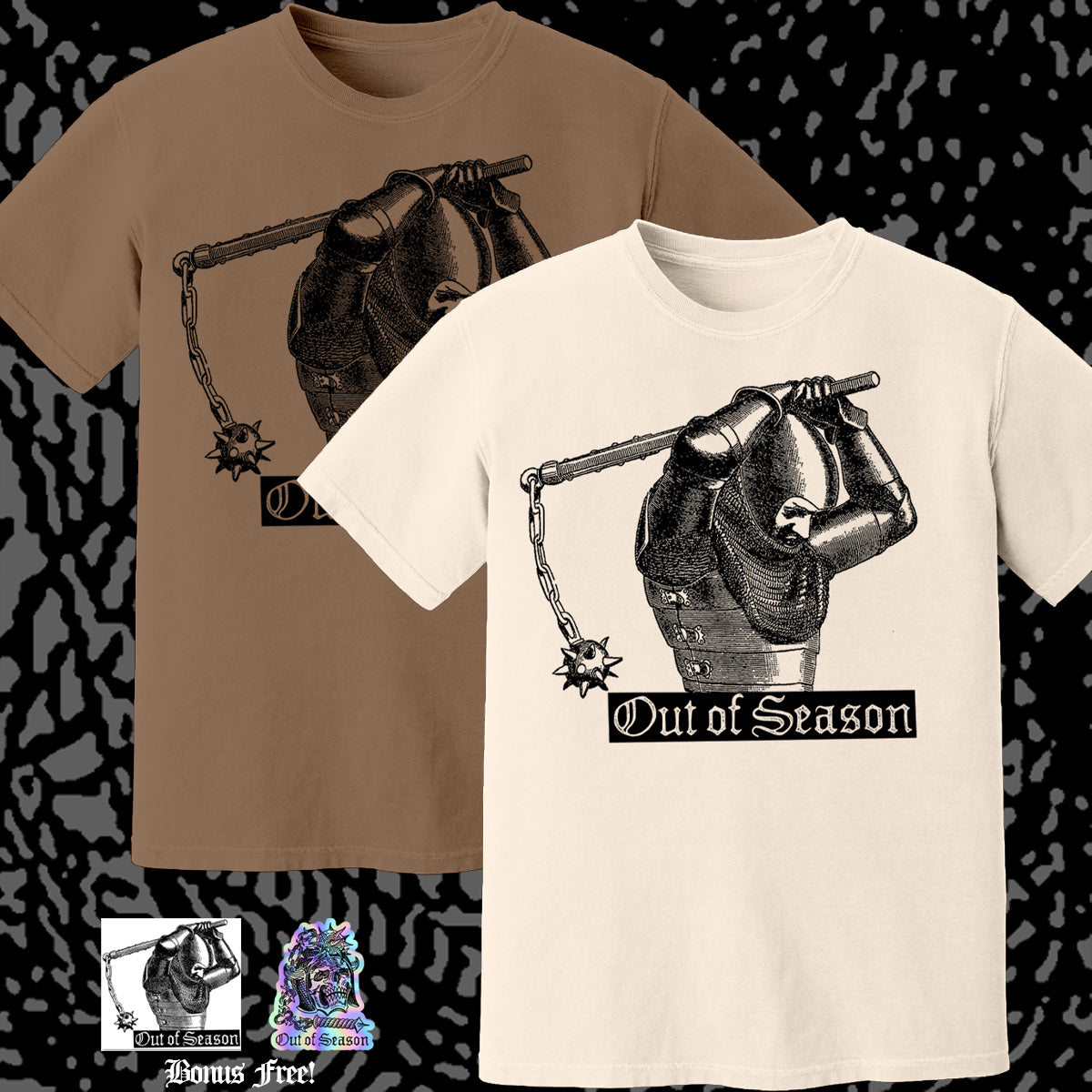 OUT OF SEASON "Flailing, Smashing" T-Shirt [2 color options, w/ free stickers]