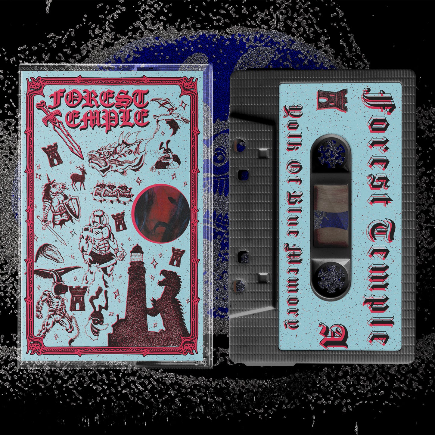 Cassette tape with 'Forest Temple' design on the cover and visible label.