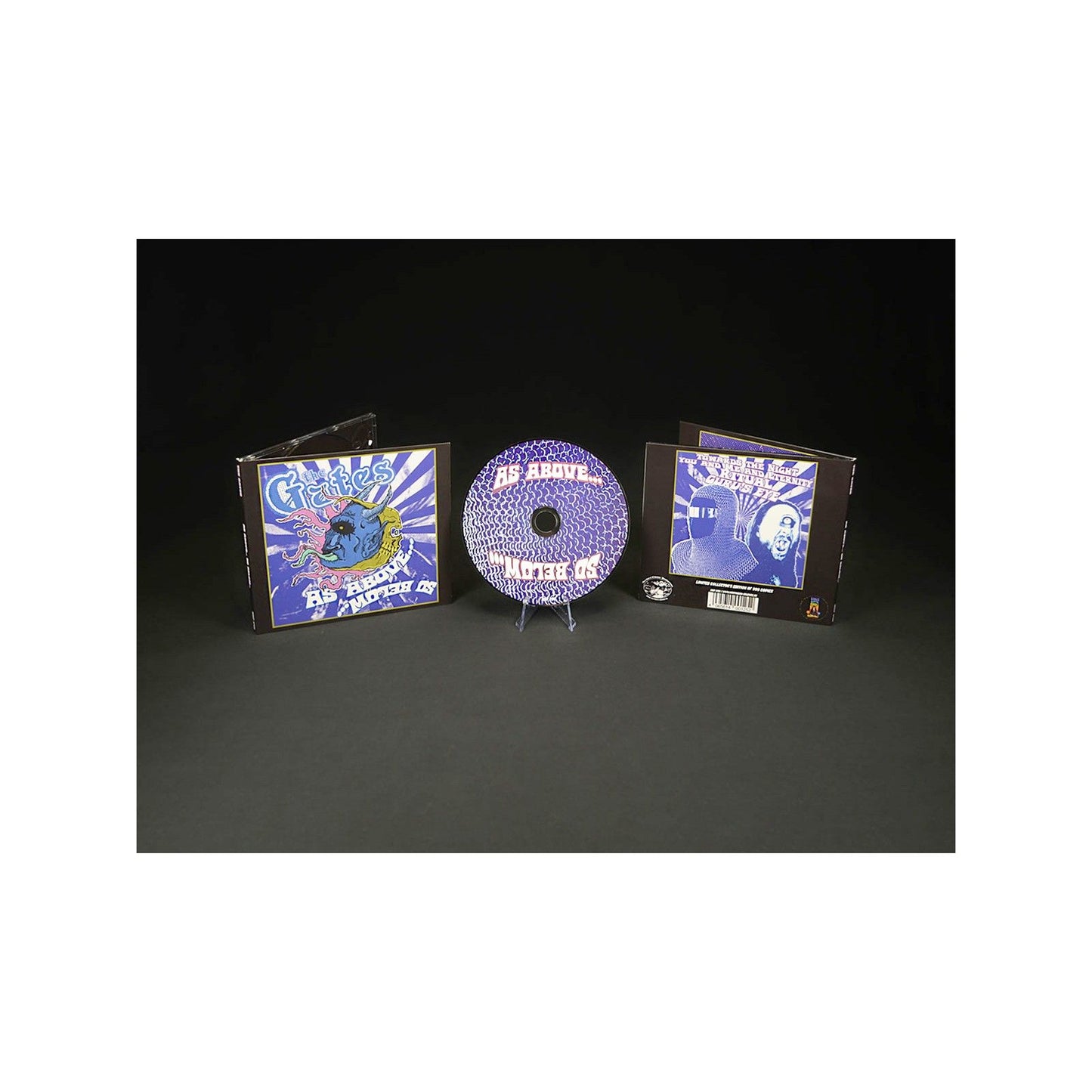 Photo of CD with 4-panel digipak, shown fully open, and at multiple angles