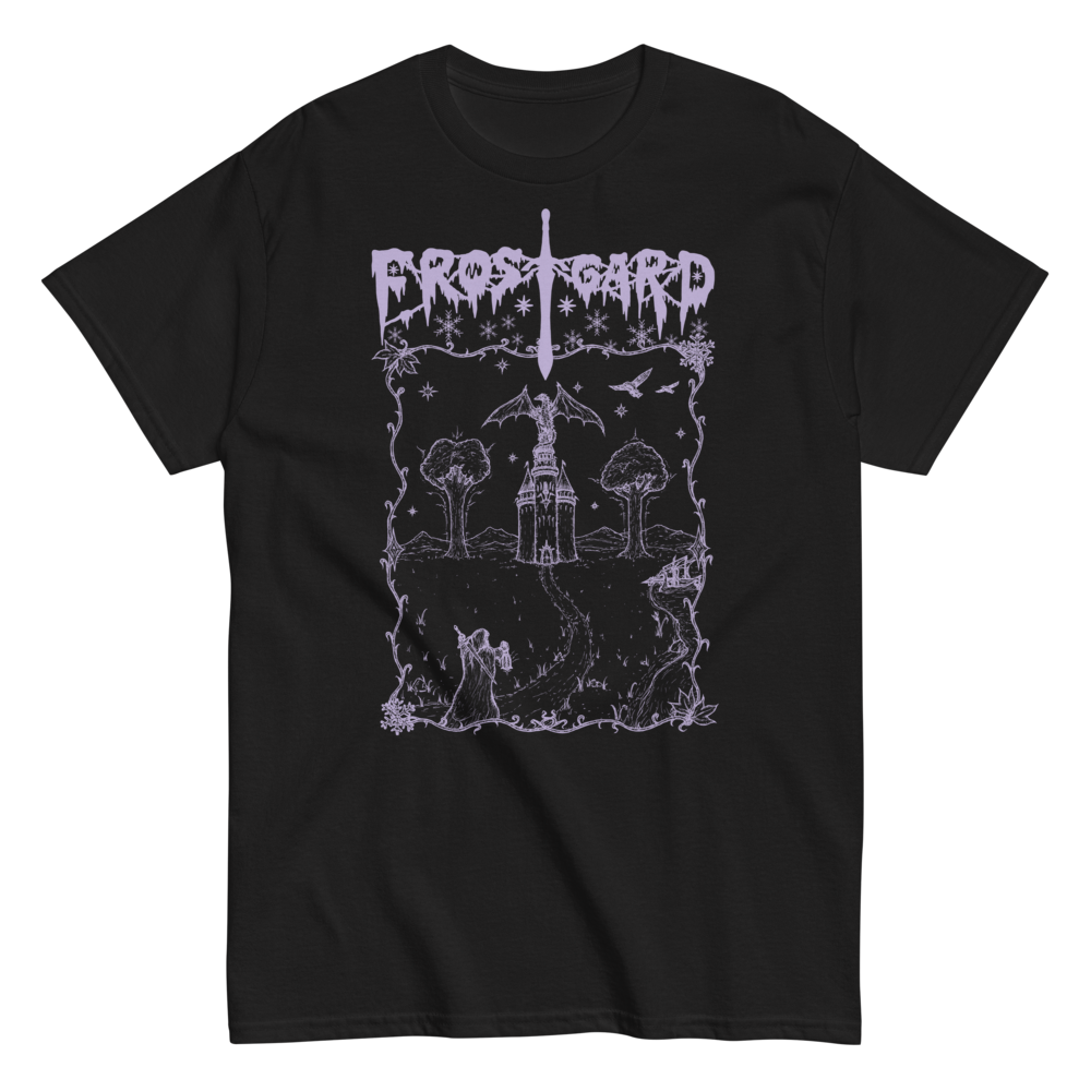 FROSTGARD 2-sided T-Shirt, black shirt with purple print, front