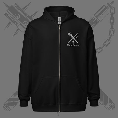 OUT OF SEASON "Embroidered Logo" Zip Hoodie Sweatshirt (ships separately)