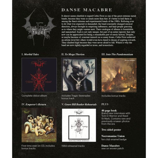 [SOLD OUT] CELTIC FROST "Danse Macabre" 5xCD Deluxe Box Set (w/ book, badge, poster, patch)