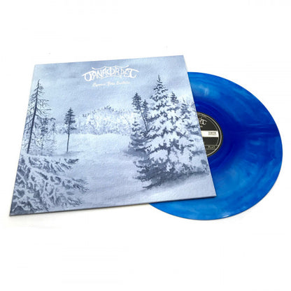 ÖRNATORPET "Hymner Från Snökulla" vinyl LP, product mockup. Blue vinyl with printed jacket
