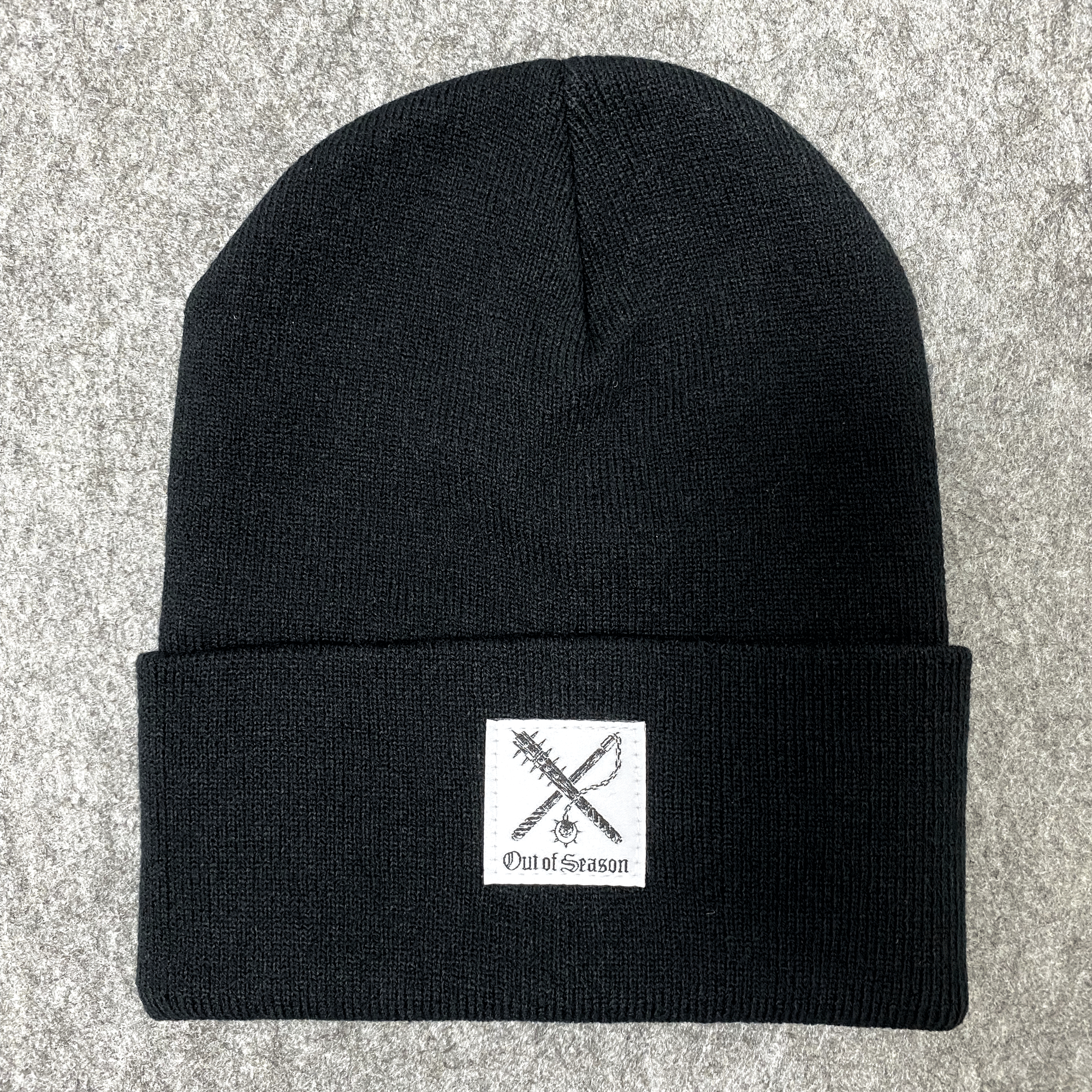 OUT OF SEASON "Logo Patch" Beanie Winter Hat [BLACK]